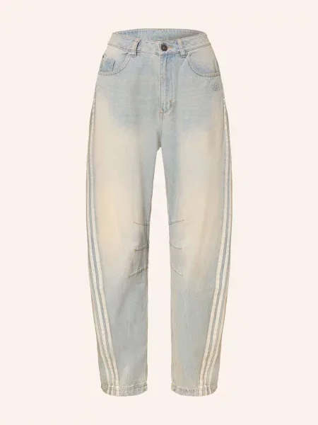 Adidas Originals jeansy DENIM BN PANT high waist niebieskie