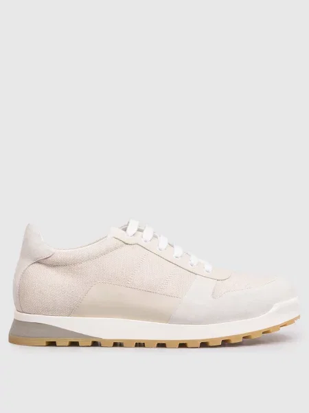 Комбіновані кросівки з вишивкою емблеми Isaia бежеві