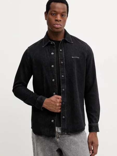 Marc O'Polo cămașă jeans cu guler clasic regular negru