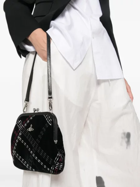 Καρό clutch Vivienne Westwood μαύρο