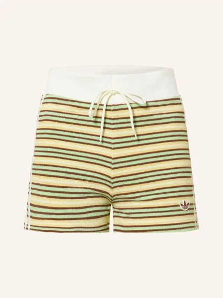 Adidas Originals Froté Šortky Booty S Pruhy světle zelená / hnědá / tmavě žlutá