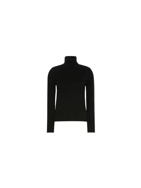 Lniany sweter z golfem Max Mara Studio czarny