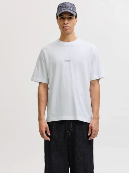 JACK & JONES Tričko JCOCLUB svetlosivá biela