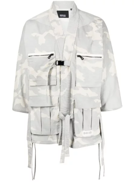 Камуфлажно яке Mostly Heard Rarely Seen от рипсено кадифе бяло
