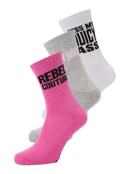 Juicy Couture Nogavice siva / roza / črna bela