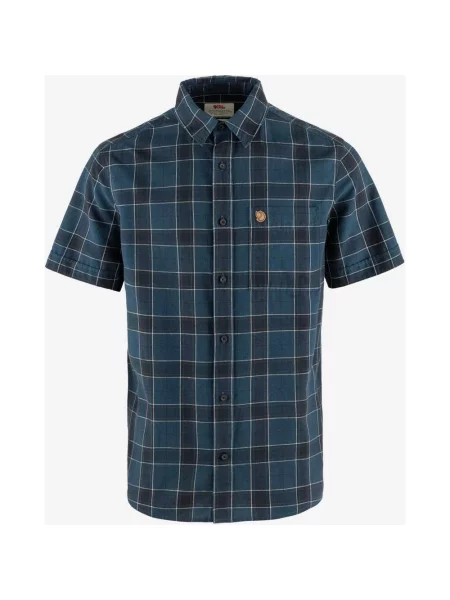 Koszula Fjällräven Övik Flannel krótki rękaw ciemnoniebieska S niebieska