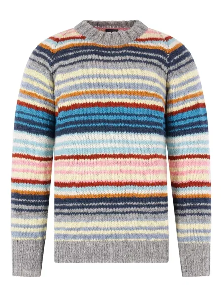 Sweter Chamula w paski z okrągłym dekoltem szary