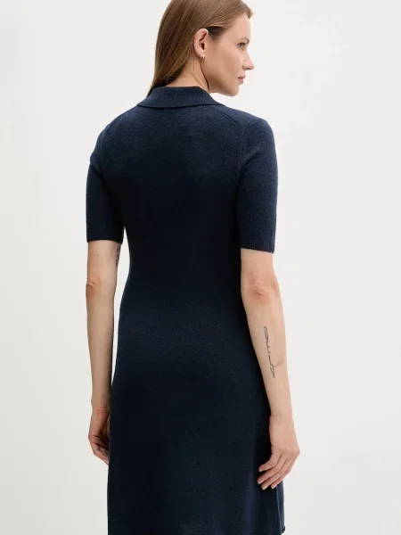 Vlněné šaty Tommy Hilfiger tmavomodrá mini