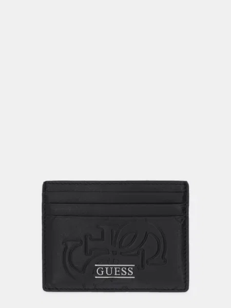 Usnjen etui za kartice Guess BOSTON SMBOMG črna