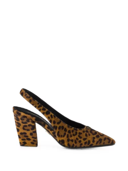 Pantofi cu toc Prada din piele slingback maro