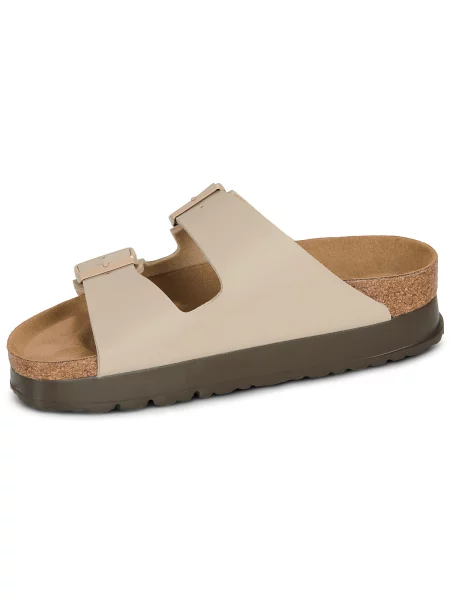 Papuci Birkenstock cu platformă bej