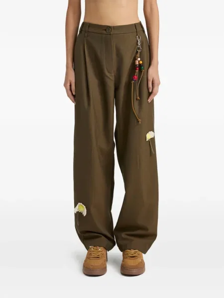 Spodnie Song For The Mute w kwiatki plisowane zielone