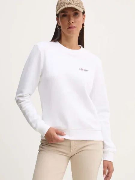 Суитчър Guess Jeans с принт бяло