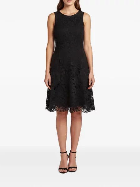 Rochie midi Sandro fără mâneci din dantelă negru