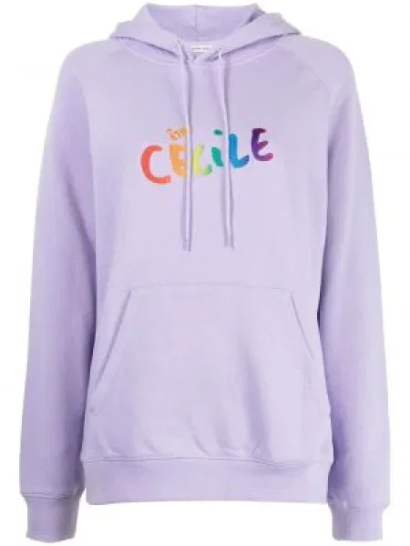 Hanorac cu glugă être Cécile cu imagine violet