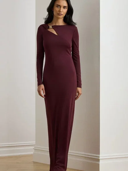 Сукня Lauren Ralph Lauren maxi облягаюча бордовий