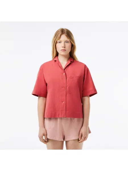 Lacoste Koszula Z Krótkim Rękawem Oversize różowa