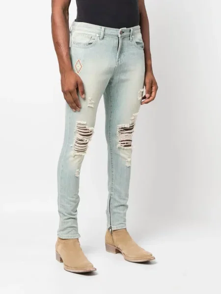 Haftowane skinny jeansy skinny United Rivers niebieskie