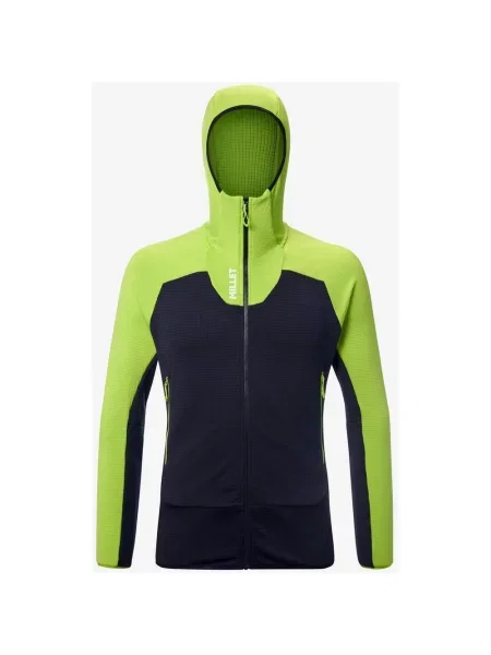 Polar z kapturem Millet Kamet Grid HD zielony limonka granatowy S czarna