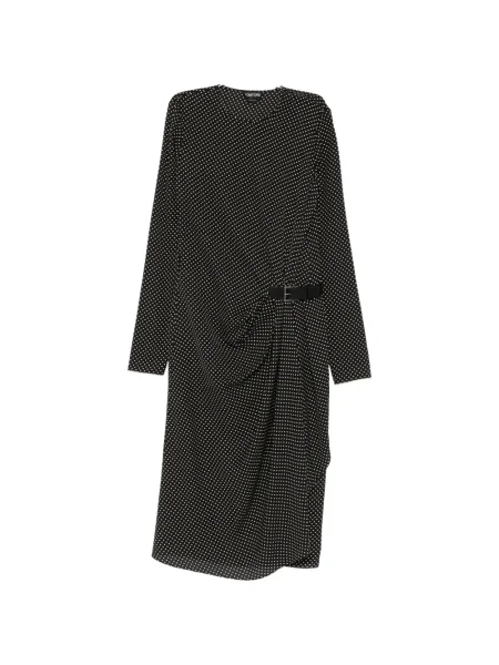 Rochie midi Tom Ford cu buline până la genunchi de costum negru
