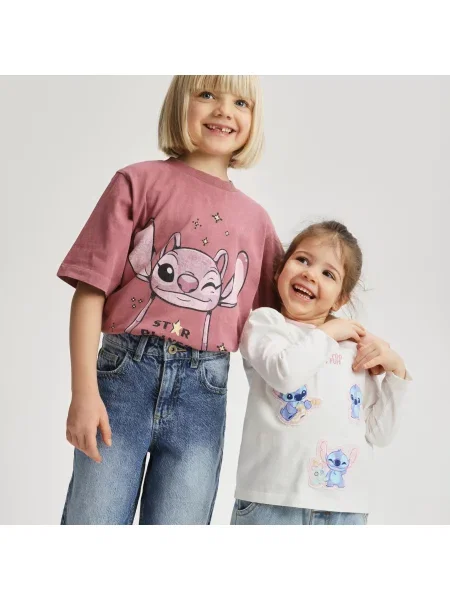 Reserved Lilo & Stitch póló krémszínű