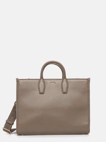 Geantă shopper Boss din piele maro