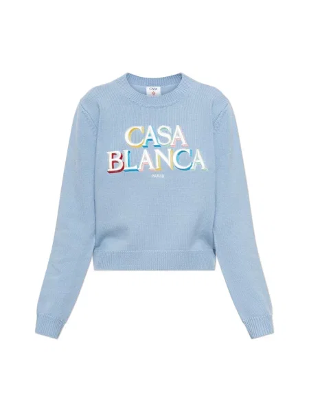 Sweter Casablanca z logo niebieski