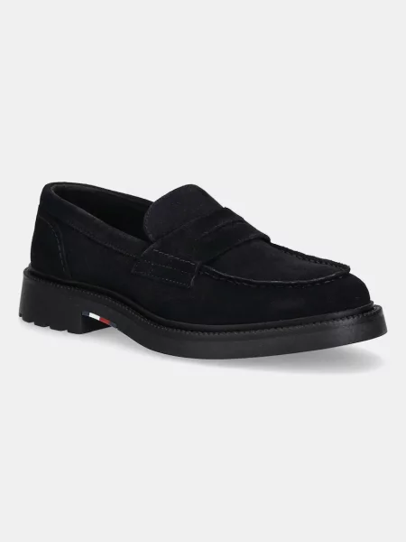 Mokasini iz semiša Tommy Hilfiger HILFIGER COMFORT LWT SDE LOAFER mornarsko modra