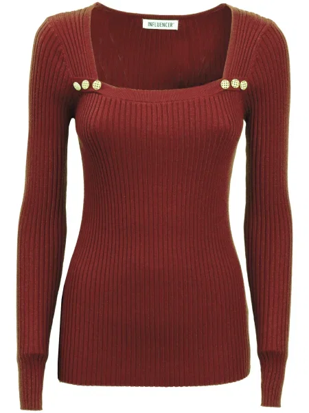 Influencer Pulover coniac maro