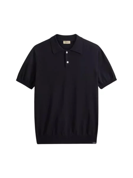 Dzianinowa koszulka polo Woolrich niebieska