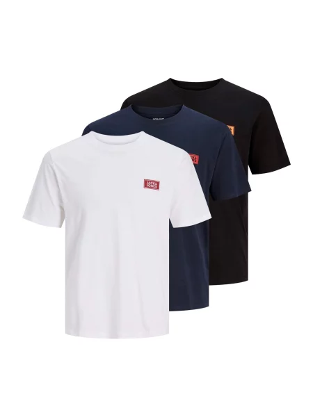 JACK & JONES Tricou JJRush albastru marin / negru alb