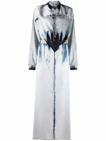 Sukienka koszulowa Diesel z nadrukiem garniturowa niebieska