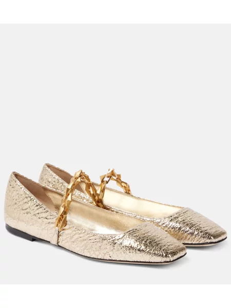Balerini Jimmy Choo din piele auriu