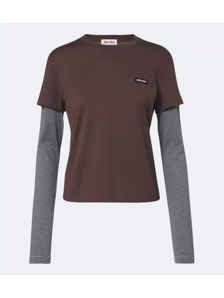 Tricou Miu Miu din jerseu maro