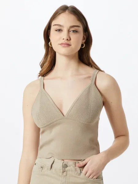 JUST FEMALE Top brodat Braga' bej