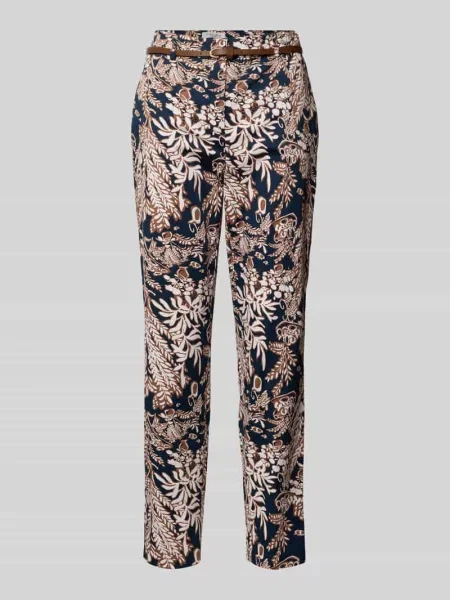 Spodnie materiałowe o kroju slim fit z Christian Berg Woman granatowe