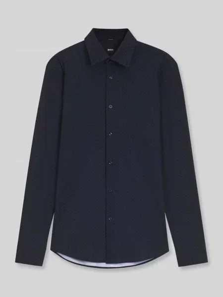 Koszula o kroju slim fit biznesowa z kołnierzykiem typu kent model Boss granatowa