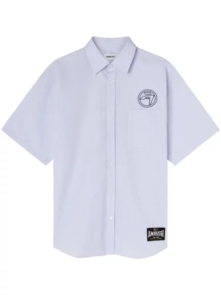 Košulja AMBUSH Emblem Striped S/S Shirt za muškarce relaxed s klasičnim ovratnikom plava