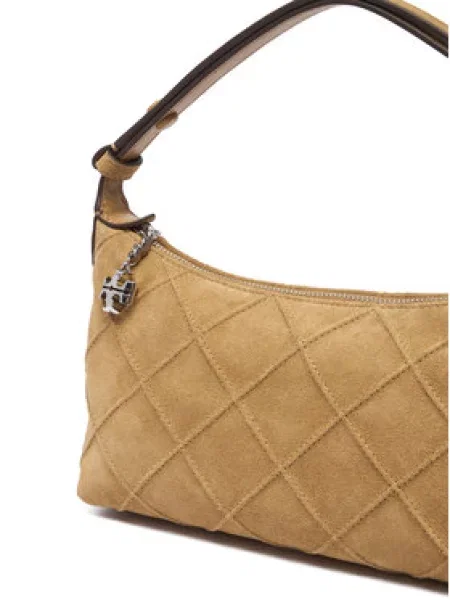 Kabelka Tory Burch Fleming Suede Pochette Krémová béžová