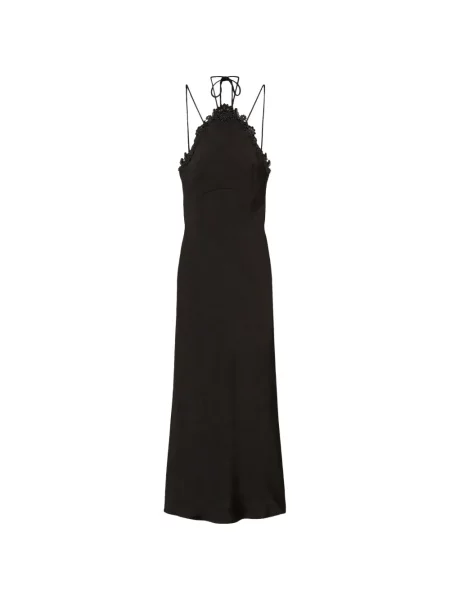 Lung rochie Twinset cu broderie din satin negru