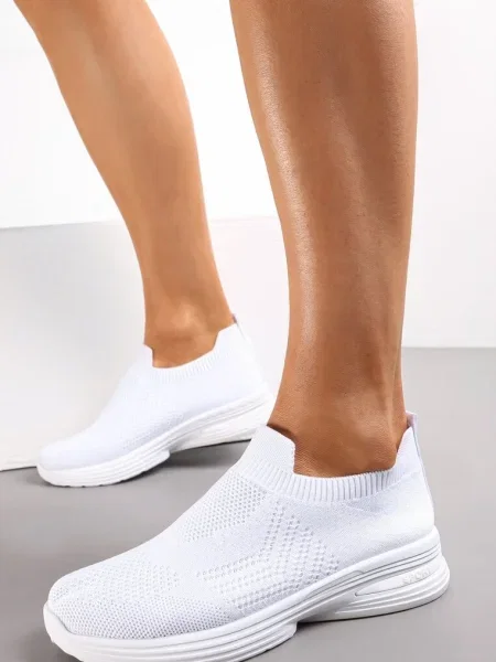 Pantofi sport albi slip-on cu talpa plata Sheina alb