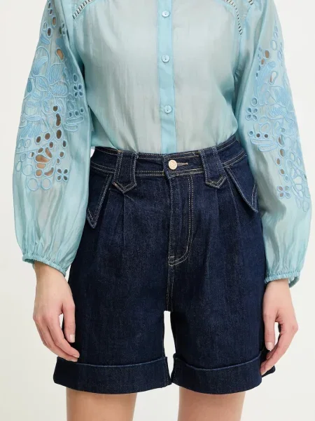 Traper kratke hlače Answear Lab za žene tamno bez uzorka visoki struk plava