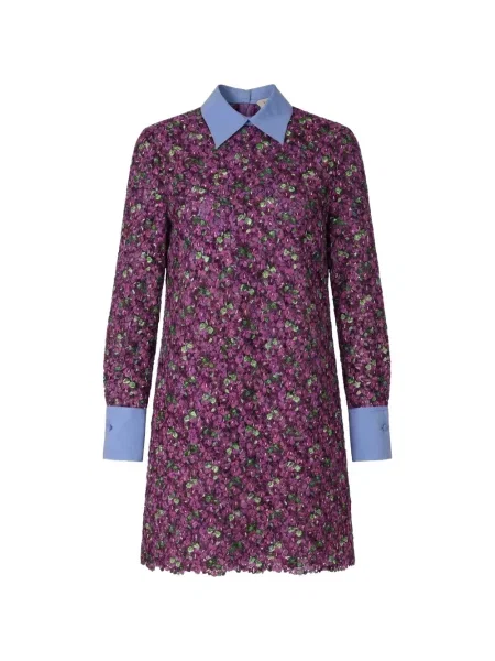 Gulerat rochie Valentino Garavani cu model floral violet