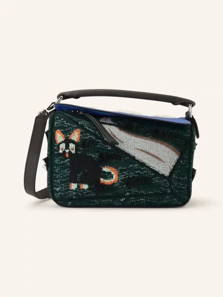 Loewe Kabelka Puzzle tmavě zelená / tmavě modrá černá