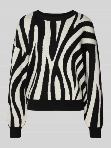 Sweter z dzianiny o kroju regular fit z mieszanki model ‘SILJEANIMAL’ Vero Moda biały