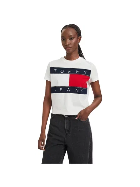 Tommy Jeans Póló tengerészkék / piros fehér