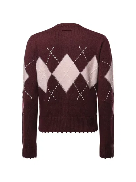Cardigan Pinko cu model argyle roșu
