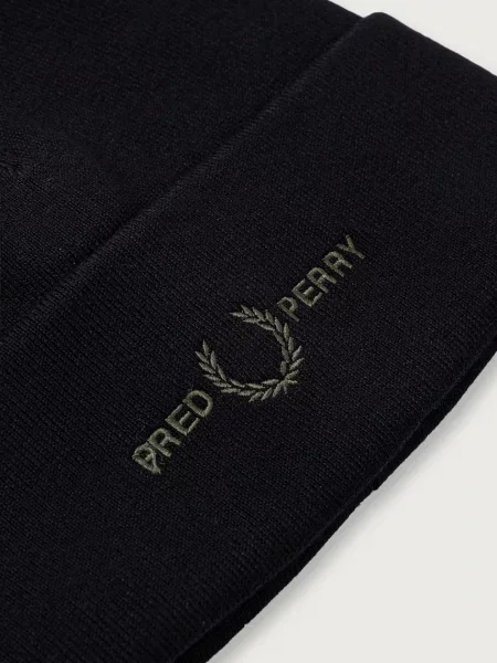 Fred Perry czapka beanie z bawełną czarna