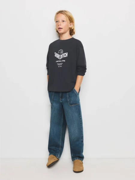 Koszulka z nadrukiem antracytowy Dzieci lata MANGO KIDS