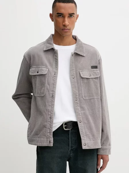 Джинсова риза AllSaints CASTLEFORD сиво